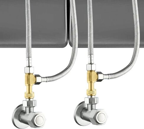 2 PCS النحاس النحاس Stop STOP ADD-A-TEE صمام ، 3/8 "مدخل ضغط × 3/8" سهلة توصيل TEE مع حشية الختم المدمجة لحنفية ، تركيب الأنابيب ، موصل أنابيب النحاس للسباكة in Kuwait