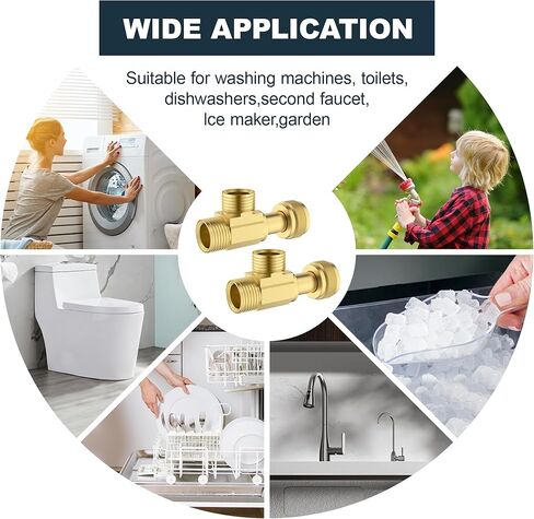 2 PCS النحاس النحاس Stop STOP ADD-A-TEE صمام ، 3/8 "مدخل ضغط × 3/8" سهلة توصيل TEE مع حشية الختم المدمجة لحنفية ، تركيب الأنابيب ، موصل أنابيب النحاس للسباكة in Kuwait