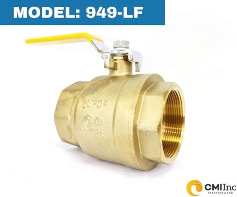 CMI Inc - 1-1/2" Brass Ball Valve, Female Threaded Full Port, NPT Water Shut-Off Valve with Handle for Irrigation, For Hot & Cold Pipes, Home Pool Commercial use - 3 Pack in Kuwait