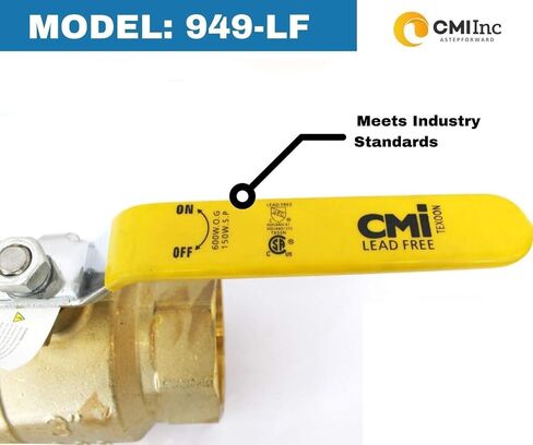CMI Inc - 1-1/2" Brass Ball Valve, Female Threaded Full Port, NPT Water Shut-Off Valve with Handle for Irrigation, For Hot & Cold Pipes, Home Pool Commercial use - 3 Pack in Kuwait