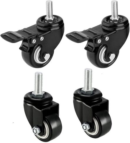 4Pcs Swivel Caster Wheels Threaded Stem with Brake Trolley Furniture Caster M8/M10 Threaded Stem(1.5inch M10 Type 2) in Saudi Arabia