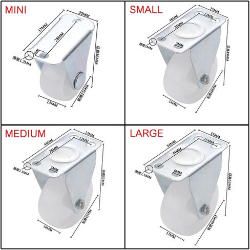 4Pcs 40-10KG Swivel Casters Furniture Wheel Castor PP Nylon Wheels Universal Roller Platform(1.65 inch) in Saudi Arabia