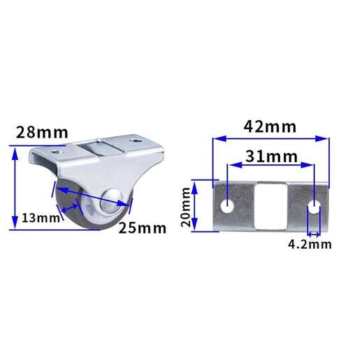 8PCS Duty Fixed Casters with Rigid Non-Swivel Base Ball Bearing Trolley Wheels Top Plate 1 Inch in Saudi Arabia