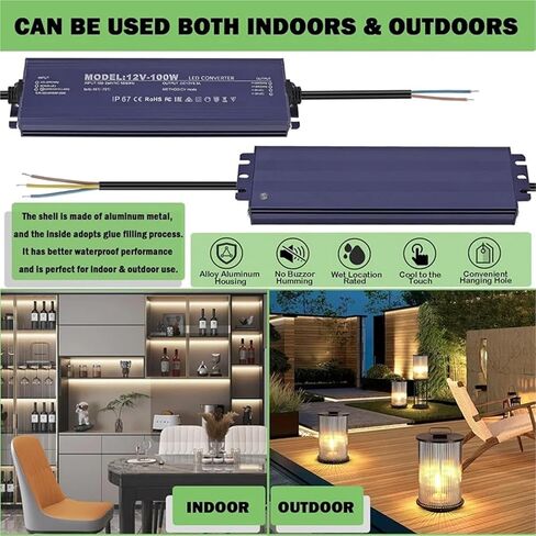 A76x-12V LED Driver IP67 مقاوم للماء 12 فولت 100W محول إمدادات الطاقة 100-264V AC إلى 12VOLT DC ناتج الجهد المنخفض ، للضوء in Saudi Arabia