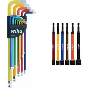Wiha 13 Piece Ball End Color Coded Hex L-Key Set - Inch