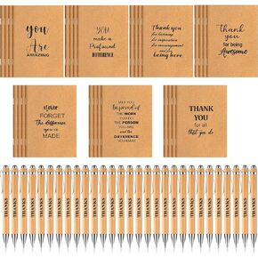 Tinlade 56 Pcs Pens and Notebooks Bulk Appreciate Gifts Inspirational Notepad Thanks Retractable Pens for Journal Students School Graduation Office (Nurse)