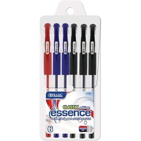 BAZIC Essence Asst Color Gel-Pen with Cushion Grip (6 Per Pack) (1734-12P)