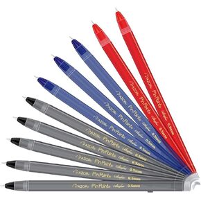 Pin Point Needle Extra Fine Point Writing Pens 0.5mm with Hole for Retractable Cord, Chain, Clipboard or Countertop – Assorted (10 Pieces: 5 Black, 3 Blue, 2 Red)