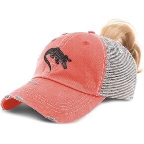 Custom Womens Ponytail Cap Gator Florida Swamp Embroidery Cotton Strap Closure