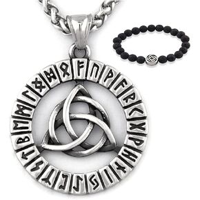 Triquetra Pendant Celtic Knot Runes Necklace Stainless Steel Keel Chain Infinity Jewelry Talisman Amulet