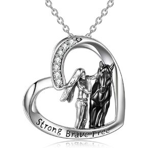YFN Horse Pendant Necklace Jewelry Sterling Silver Girls with Horse Gift for Women Girls 18"