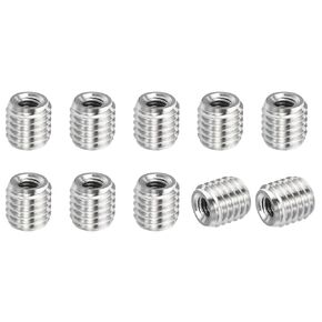 PATIKIL 304 Stainless Steel Thread Adapters Sleeve Reducing Nut, 10 Pcs M8x1.25 Male to M6x1.0 Female Repair Insert Nut Screw Reducer 12mm