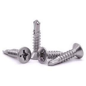 #8 x 1 (100 pcs) Flat Countersunk Phillips Drive Head Self Drilling Screws, 410 Stainless Steel, Flat Head Sheet Metal Tek Screws Self Tapping Screws Dovetail Screws