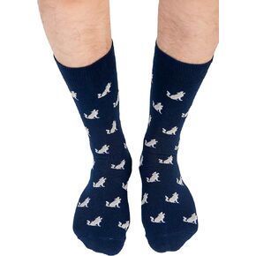 AUSCUFFLINKS Wolf Socks for Men Animal Print Socks for Him Howling Dog Socks | Wolf of Wall Street Socks for Work | Birthday Gift for Guys (Wolf)
