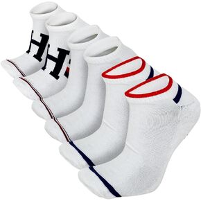 Tommy Hilfiger Men's Flag Logo Cushion No Show Socks - 6 Pack (One Size, White)