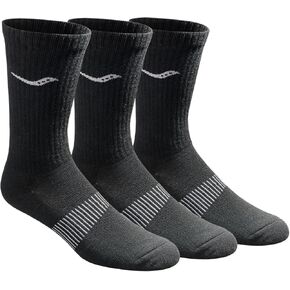 Saucony Men's Mesh Ventilating Comfort Fit Performance Crew Socks, 3, 6, 12, L-XL, Black Solid Foot (3 Pairs), Black Grey Foot (3 Pairs) in Kuwait