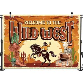 Western Backdrop Banner Horses Birthday for Boy Girl | Western Cowboy Theme Backdrop Wild West Party Banner Wall Decorations Western Party Photo Booth Props Supplies Decoration Supplies 71 x 49 inch