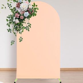 Fitted Arch Backdrop Stand Cover,Spandex Chiara Backdrop Fabric Two-Sided Arch Backdrop Panels Cover for Wedding Ceremony Birthday Party Baby Shower Banquet Decoration (2.6 X 6 Ft,Pink)