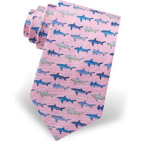 Men's 100% Silk Nautical Swimming Shark Attack Novelty Tie Necktie