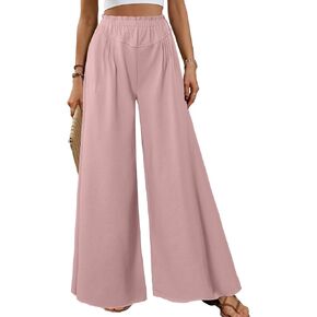 Women Casual High Waisted Wide Leg Pants Loose Flowy Business Work Long Trousers with Pockets