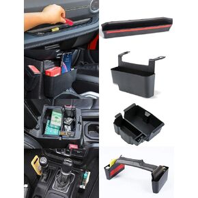 Savadicar 4 Pack Interior Storage Organizer Kits for 2024 Jeep Wrangler JL JLU 4XE & Gladiator JT, Maximize In-car Storage Space with ABS Container Accessories in Black