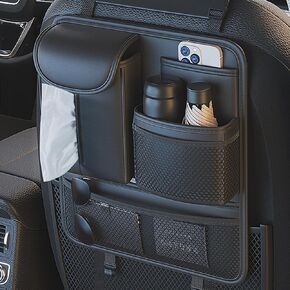 Popular Items Car Seat Back Pocket, Rear Seat Storage, Stain Proof, Car Storage Pocket, Seat Back Pocket, iPad Storage Pocket, Premium Waterproof PU Leather Car Seat Back Organizer（Black1）