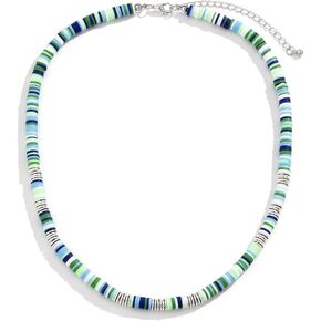 Bohemian Clay Choker Necklace For Woman Girls Men, Soft Polymer Clay Colorful Splicing Flake Clavicle Beads Necklace Boho Beach Necklace Jewelry