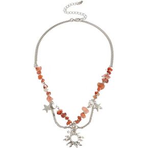 Boho Sun Star Choker Necklace Gothic Natural Stone Healing Crystal Tassel Necklace For Women Teen Girls Fashion Jewelry Gift