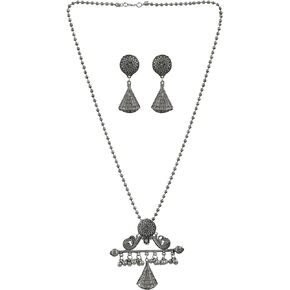 Ethnic Antique Designer Indian Afghani Traditional Silver Oxidized Chain Long Necklace Jewelry Women Girls