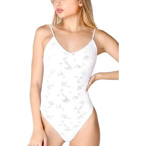 NIKIBIKI Women Seamless Lace Hole Bodysuit, One Size
