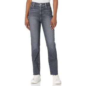 PAIGE Women's Accent W/Raw Hem Flaunt High Rise Straight Leg in Ash Black