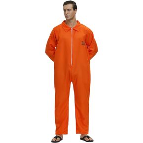 Prisoner Costume Men Orange Jumpsuit Costumes Plus Size Mens Jail Jumpsuit Prison Uniform Outfit
