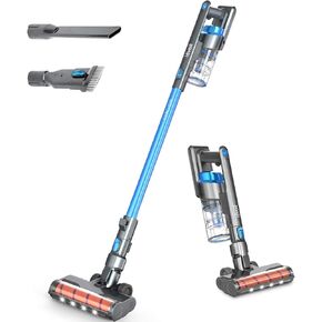 LEVOIT Cordless Vacuum Cleaner, Stick Handheld Lightweight Vacuum with 150W Powerful Suction for Hardwood Floor Pet Hair Carpet Car, Rechargeable Lithium Ion Battery and LED Brush, Blue & Gray
