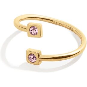 Alex and Ani Crystal Infusion Light Amethyst Ring Wrap, June Birthstone, 14kt Gold Over Sterling Silver Plated Finish, Light Amethyst Charm, Ring Size 6 to 9