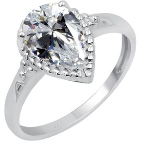 TISHAVI Natural Gemstone Rings For Women Sterling Silver, Solitaire Rings For Women Sterling Silver, 7x10 Pear Stone Sterling Silver Rings For Women