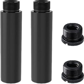2PCS 76x20MM Metal Adaptor Threaded Microphone Extension Tube Black Microphone Stand Extension Tube for Extending the Height of Microphone Stand