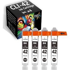 ColorPrint Compatible CLI42 Ink Cartridges Replacement for CLI-42 CLI 42 CLI42BK CLI-42BK Work with PIXMA Pro-100S Pro-100 Pro100 Pro100S Printer (Black, 4-Pack)
