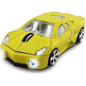 Wireless 3D Sports Car Mouse Optical Computer Mouse, Ergonomic Desktop Laptop PC Mouse for LBJN (Red)