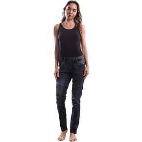 FOURSTEEDS Women's Mid Waist Stretch Skinny Slim Multi-Pocket Ankle Length Denim Cargo Pants Jogger Jeans