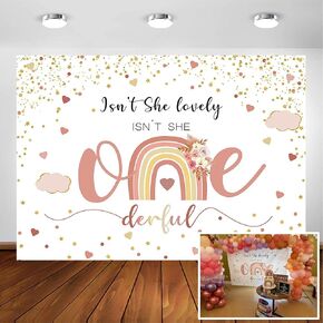 Avezano Boho Rainbow أول عيد ميلاد خلفية لفتاة باستيل قوس قزح 1st عيد ميلاد زينة التصوير الفوتوغرافي خلفية Little Miss Onederful Boho Party Photoshoot Party ديكورات (7x5ft) in Saudi Arabia