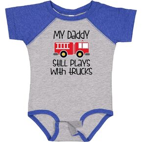 inktastic Firefighter Daddy Plays with Trucks Baby Bodysuit