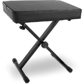 Pyle Adjustable Padded Bench-X-Style Foldable Keyboard Piano Seat w/Three Height Positions, 4 Non-Slip Rubber Feet, Extra Thick Foam Cushion PKST52, Standard