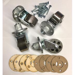 Set of 4 Upright Piano Wheels Cast Iron Casters w/Shims, Screws & Illustrated Instructions