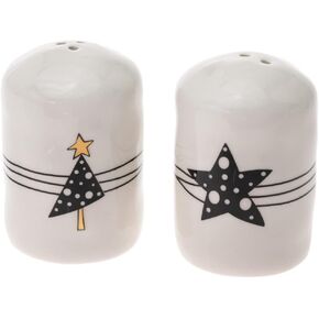Boston International Christmas Winter Holiday Ceramic Salt & Pepper Shakers, Set of 2, Denise's Tree