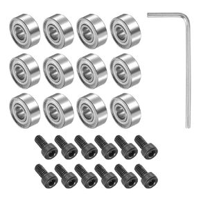 12pcs Ball Bearings - [ 3/16" I.D. 1/2" OD ] Double Shielded Chrome Steel Deep Groove Ball Bearings with #5-40 x 1/4" Screws for Router Bit Use