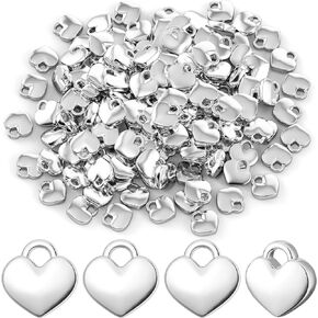 150pcs Heart Charms for Jewelry Making, Mini Silver Metal Charms Pendants, Tiny Love Charms Beads for DIY Necklace Bracelet Earring Christmas Wedding Ornaments