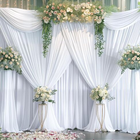 50ft x 10ft Wrinkle Free Ivory Wedding Backdrop Curtains for Party Bridal Shower Reception Decorations Ivory Fabric Curtain Backdrops Drapes for Photography Baby Shower Birthday Background in Saudi Arabia