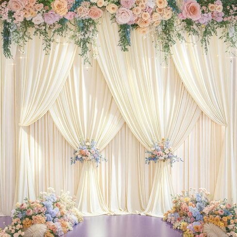 50ft x 10ft Wrinkle Free Ivory Wedding Backdrop Curtains for Party Bridal Shower Reception Decorations Ivory Fabric Curtain Backdrops Drapes for Photography Baby Shower Birthday Background in Saudi Arabia