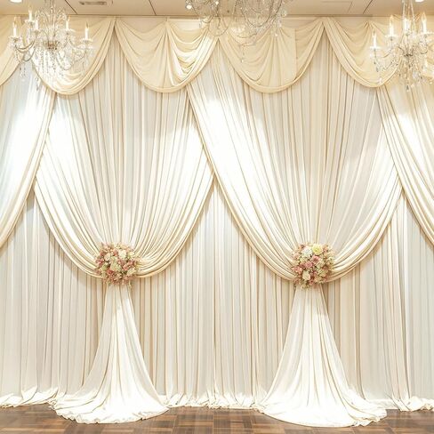 50ft x 10ft Wrinkle Free Ivory Wedding Backdrop Curtains for Party Bridal Shower Reception Decorations Ivory Fabric Curtain Backdrops Drapes for Photography Baby Shower Birthday Background in Saudi Arabia