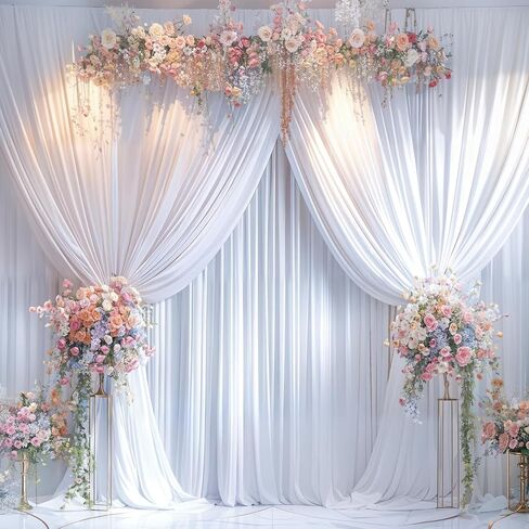 50ft x 10ft Wrinkle Free Ivory Wedding Backdrop Curtains for Party Bridal Shower Reception Decorations Ivory Fabric Curtain Backdrops Drapes for Photography Baby Shower Birthday Background in Saudi Arabia